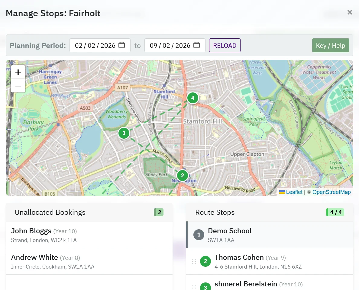 Route allocation map